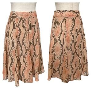 Attention Reptile Print Pleated A Line Swing Skirt Size Medium Flowy Pastel